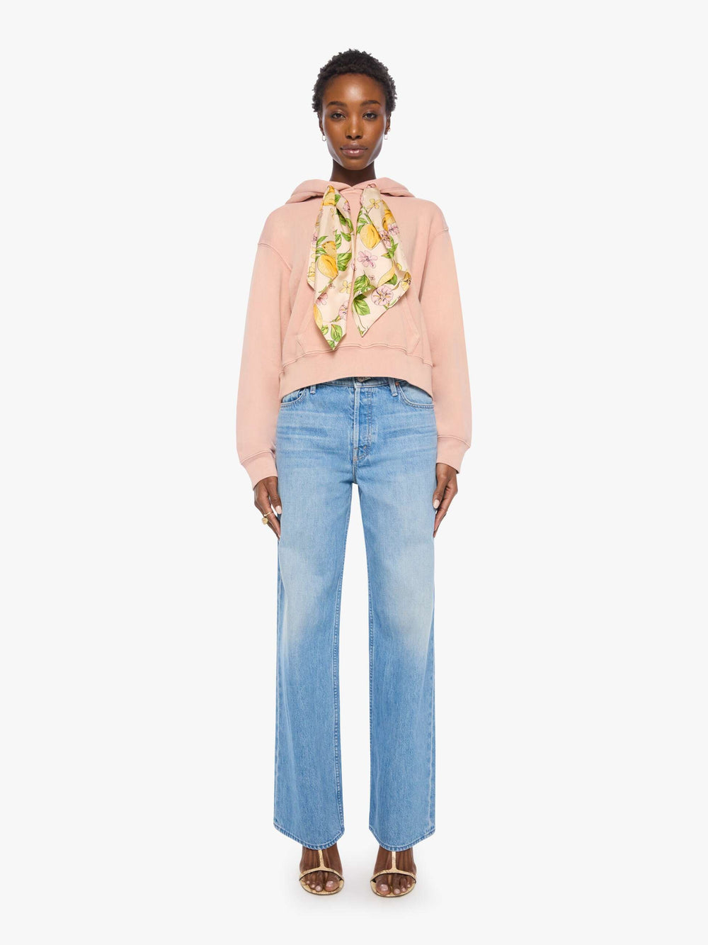 Women The Shrunken Boxy Cravat Hoodie | Mother Denim Mahogany Rose