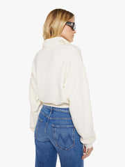 Women Eterne Cropped Half-Zip Sweatshirt | Mother Denim White (Open)