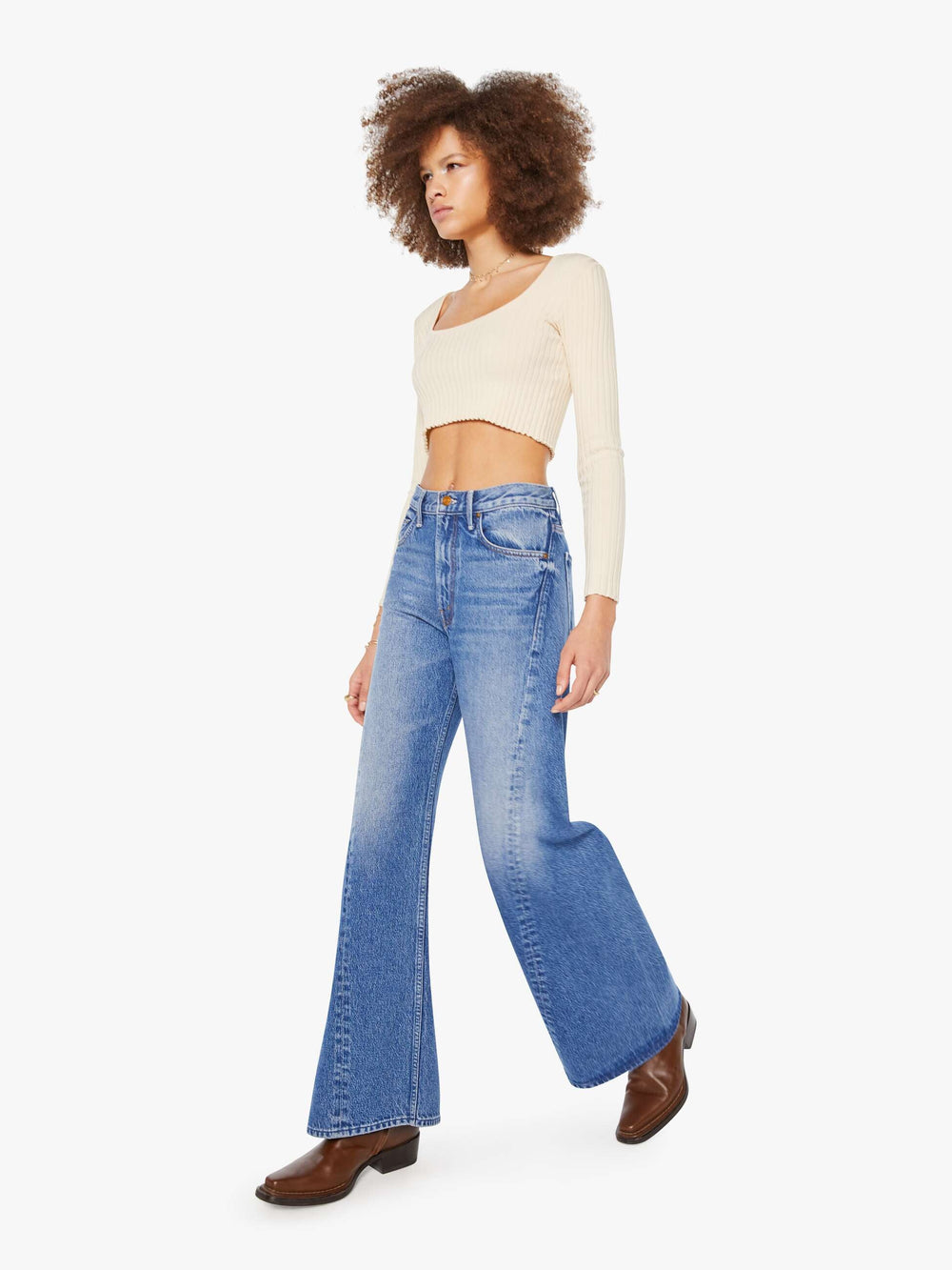 Women SPRWMN Polo Sweatshirt | Mother Denim White (Open)