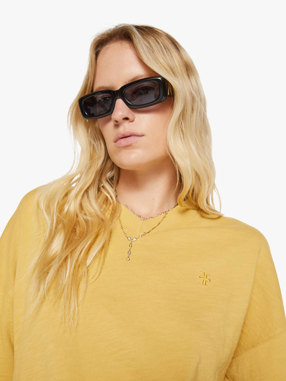Women Eterne Cropped V-Neck Sweatshirt | Mother Denim Beige (Khaki)