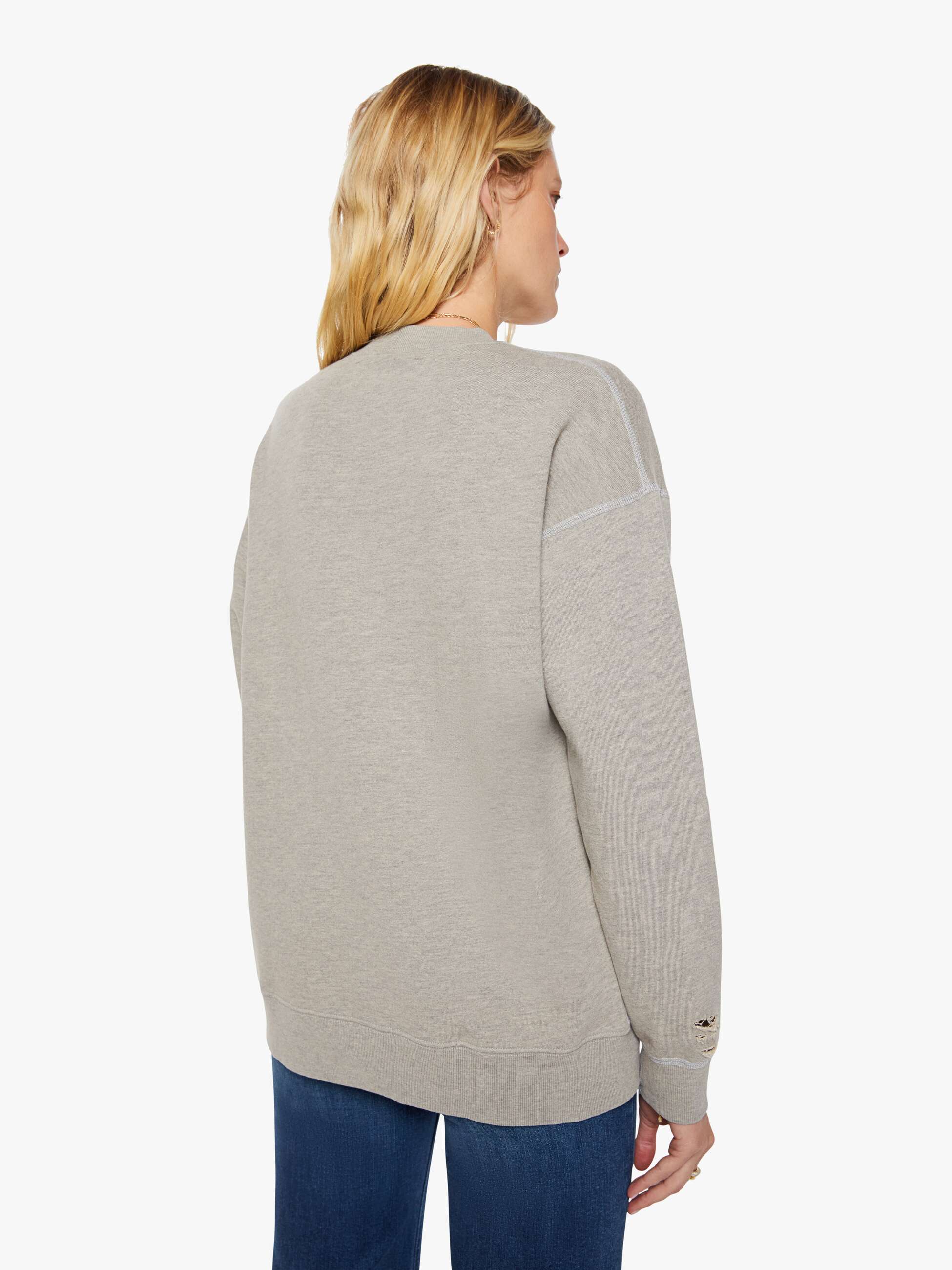 Women MadeWorn Rolling Stones Destroyed Sweatshirt | Mother Denim Grey (Open)