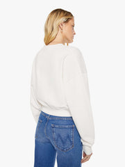 Women Eterne Cropped V-Neck Sweatshirt | Mother Denim White (Natural)